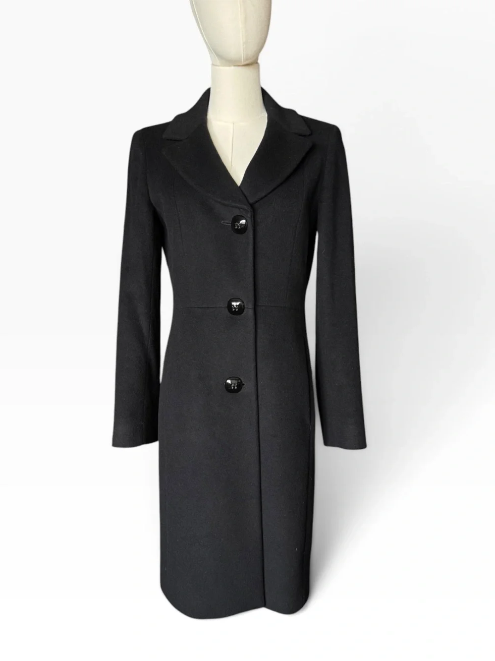 Cinzia Rocca Due Black Wool Cashmere Coat Size 4
